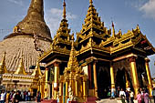 Yangon Myanmar. Shwedagon Pagoda (the Golden Stupa). Detail of the Prayer hall at each of the four cardinal points. 